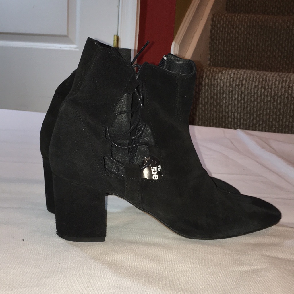 - Topshop Side Cut Out Real Suede Black Boot